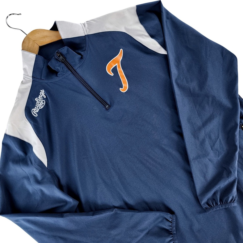 Rawlings Pullover Jacket Mens Medium Navy Blue 1/4 Zip Baseball